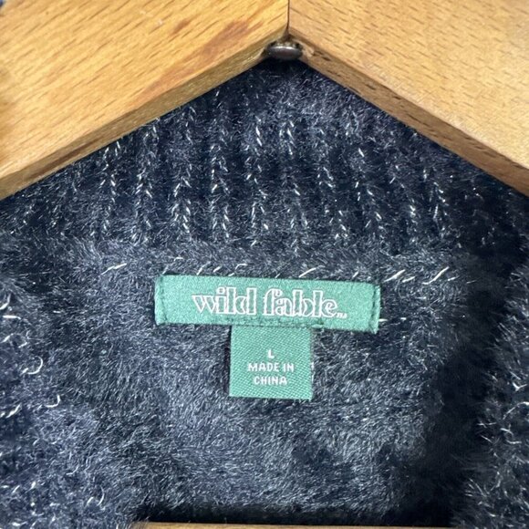 Wild Fable Sparkle Mock Neck Cropped Pullover Sweater Black sz L - Picture 6 of 8